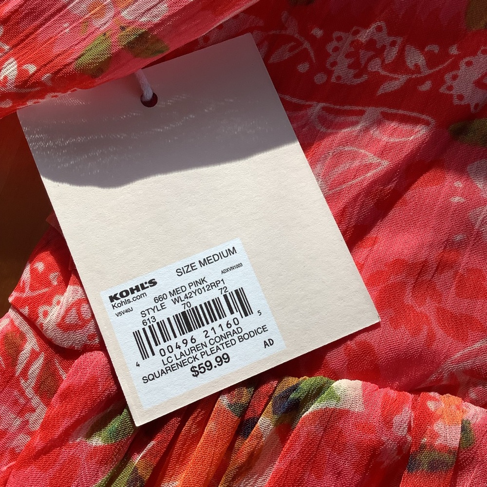 NWT LC Lauren Conrad Pleated Bodice Squareneck Midi Dress M - Picture 12 of 12